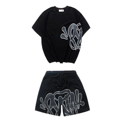 欧美潮Syna发泡字母印花休闲套装