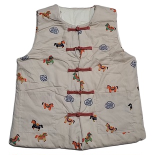 纯棉花马褂国风盘扣棉马甲女士冬季新款大码内穿保暖碎花坎肩背心