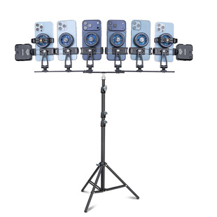 芯鲜D6H六机位专业直播支架多平台同步直播俯仰角度可调冷靴接口可扩展补光灯麦克风带货课程录制多机位支架