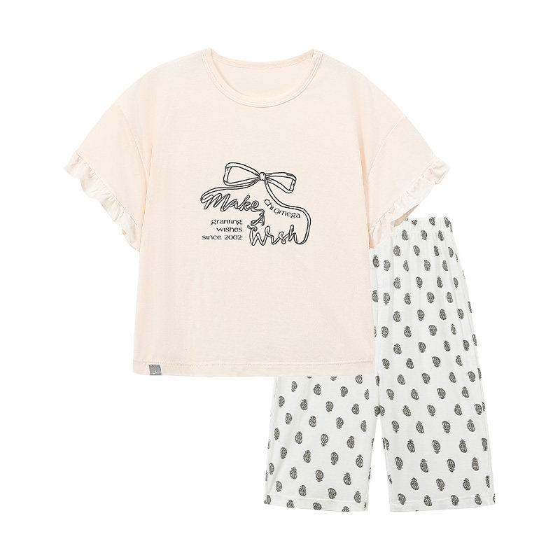 LK女童桑蚕丝夏季薄款家居服套装