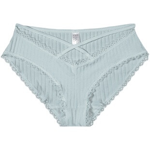 Miss微醺 秋季性感舒适薄款透气交叉带冰丝内裤低腰蕾丝三角裤女
