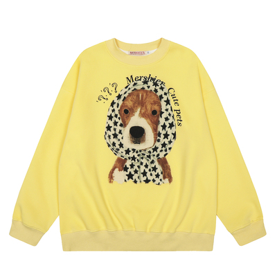 小狗印花宽松休闲圆领卫衣