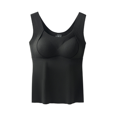 无痕带胸垫保暖背心女秋冬打底