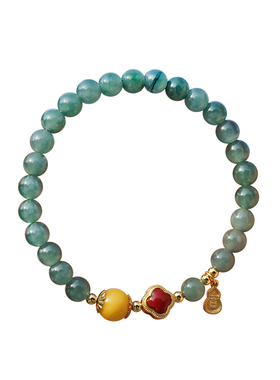 山川心语高冰蓝水翡翠招财手链