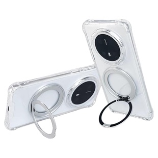 适用于华为mate60pro新款手机壳mate70磁吸带支架防摔mate40E保护套隐形支点透明50后盖男外60pro+全包气囊