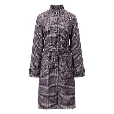 颜域复古红色格纹毛呢外套