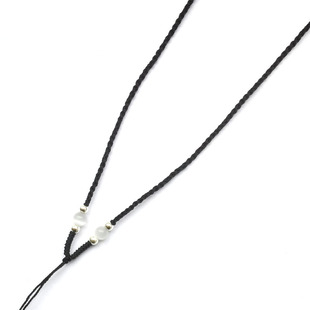 手工编织银珠项链绳可挂长命锁银锁银色吊坠男女宝宝可调节绳猫眼