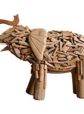 木质动物大象桌面店铺开业送礼