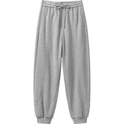 播休闲宽松bf慵懒风休闲裤女24冬新款简约美式束脚卫裤DDR4KD5414