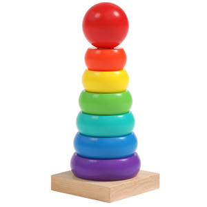 彩虹叠叠乐套圈玩具精细动作