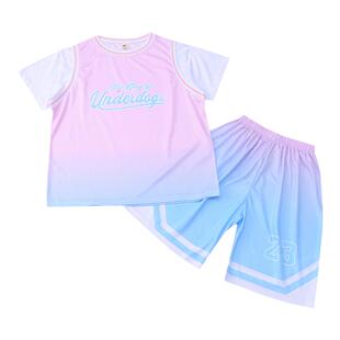 女童篮球服女孩短袖短裤套装速干运动服女生薄款球衣渐变色空调服