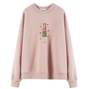 初中生春装卫衣少女学生印花圆领长袖T恤上衣女学院风休闲春秋款