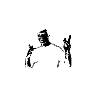 TLP镂空车贴 中国功夫李小龙武打双截棍截拳道玻璃贴武馆装饰墙贴