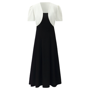 直降3折|歌莉娅套装连衣裙女夏季黑色吊带裙短西装外套