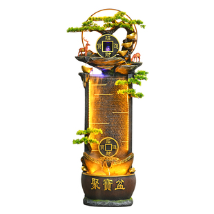 新中式高山流水摆件循环水客厅电视柜旁水幕墙喷泉景观装饰品礼物