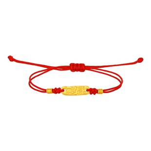 潮宏基好事发生有福黄金手链足金手绳手饰吉言金转运红绳女 计价