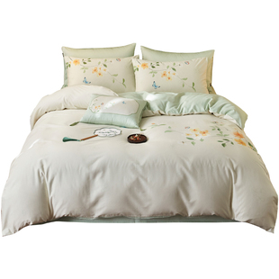 多喜爱60支贡缎四件套纯棉全棉国风新中式25年新品碧落晴雪礼盒装