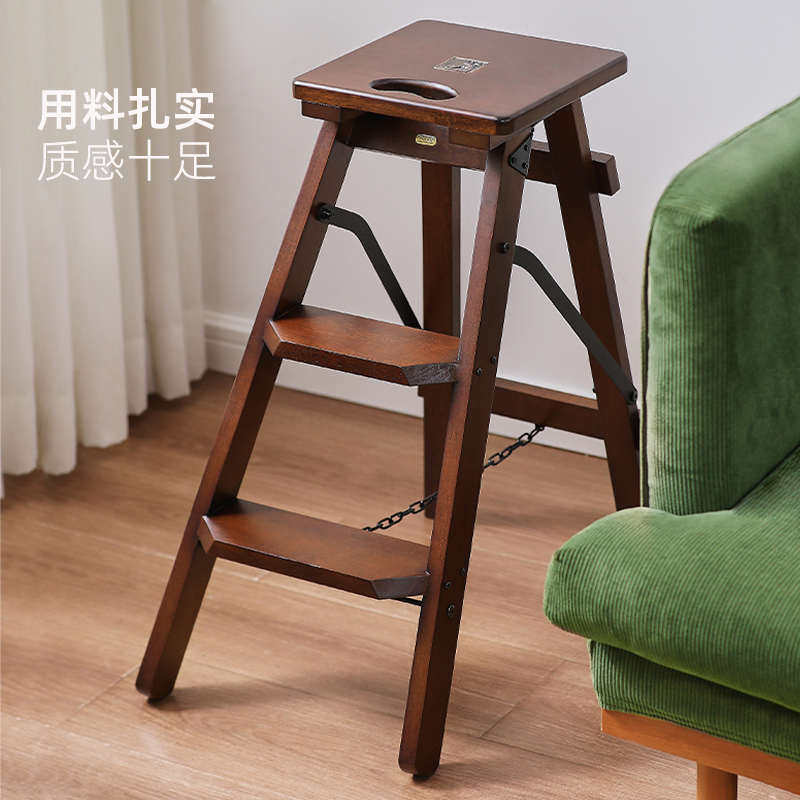 那澜多好实木加厚家用台阶三步梯登高梯子凳子两用多功能折叠梯凳