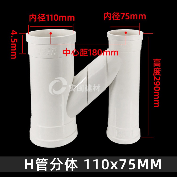 PVC排水管下水管排水系列配件活节H管管管Hh型管H伸缩110接