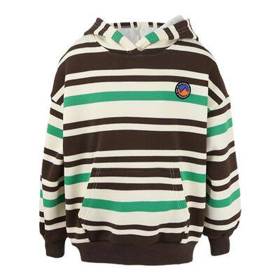 ULLU优露童装男童长袖卫衣24冬款潮酷不规则撞色条纹连帽加绒卫衣
