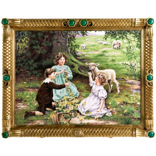 茱莉安法式奢华款客厅过道走廊墙壁装饰画单幅手绘人物复古瓷挂画