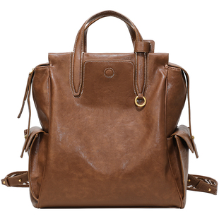 高级感小众双肩包男女上班通勤商务电脑包女生大容量旅行皮质背包