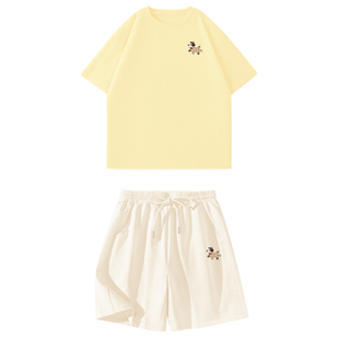 名创优品运动套装2026新款女夏季初中生短袖短裤爬山衣服两件套D