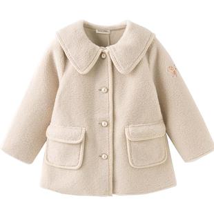 戴维贝拉女童外套2025冬装儿童毛绒上衣女孩仿羊羔毛长袖衣服童装