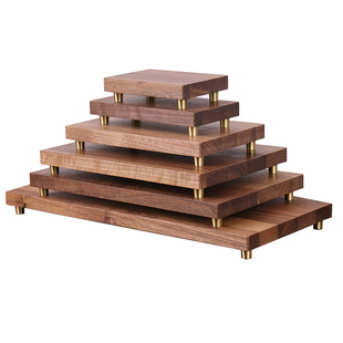 胡桃木底座摆件实木托盘木质工艺手串手办摆台饰品直播阶梯展示架