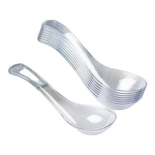 一次性勺子汤勺叉子塑料汤羹透明调羹黄色加厚水果饭勺