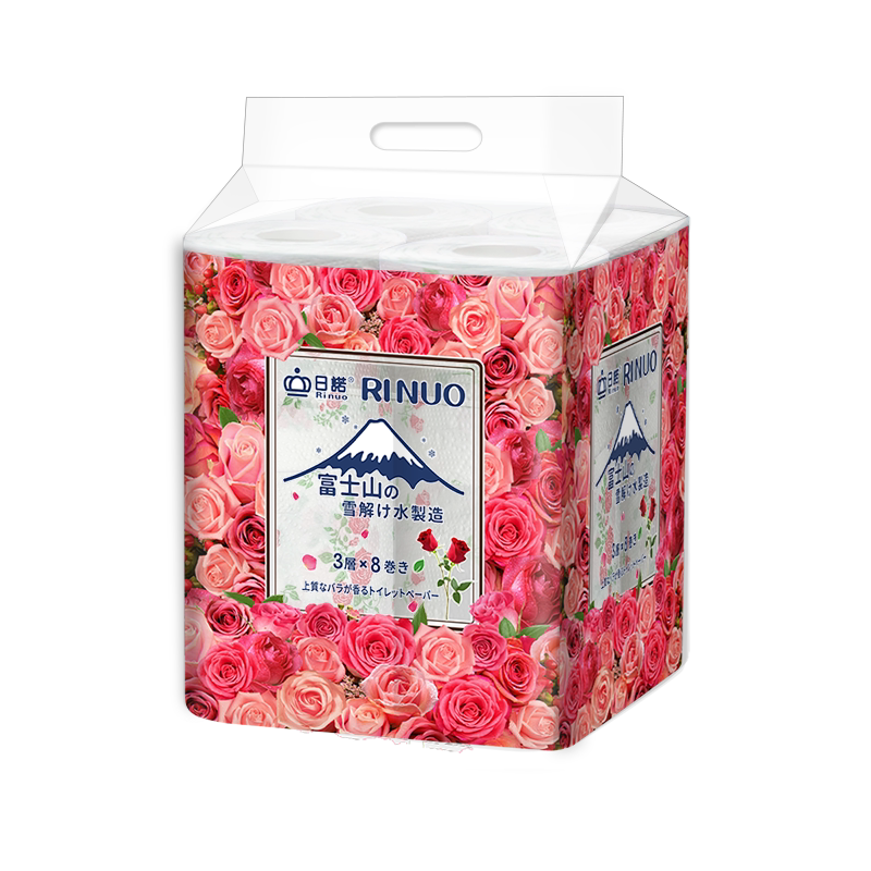 日诺玫瑰花有芯卷纸3层玫瑰花香