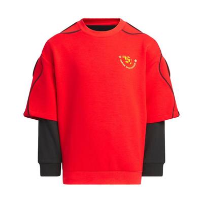 【自营】阿迪达斯童装新年款二合一卫衣红色运动衫两件 JM5837