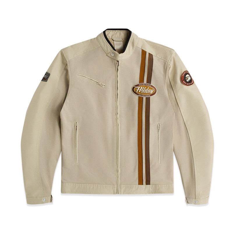 AlldayMoto 勒芒LeMans摩托车骑行服复古网眼透风CE2级护具-卡其