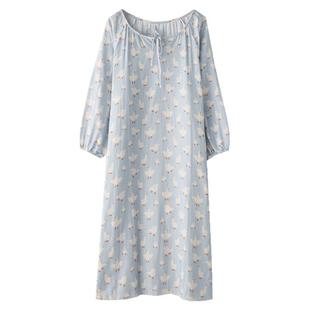 卡通大白鹅睡裙女款春夏季纯棉纱布薄款宽松连衣裙子家居服睡衣