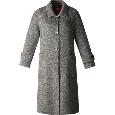 太嘉羊毛桑蚕丝宽松双面呢大衣