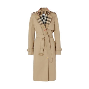 【新年礼物】BURBERRY 女装长款格纹裁片嘎巴甸Trench风衣多色