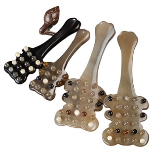 天然白水牛角脸部眼部身体筋络刷 大小熊拍