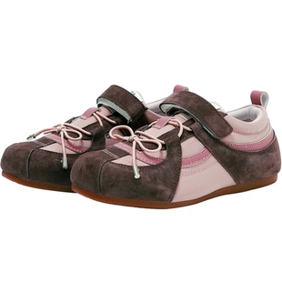 彩虹熊女童芭蕾风运动鞋真皮2026新款轻便防滑德训板鞋儿童休闲鞋