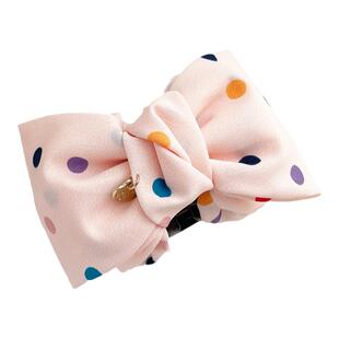 原创发饰彩色波点蝴蝶结发抓夹中号盘发夹复古甜美马尾夹少女头饰