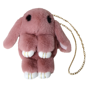 装死垂耳包仿獭兔毛小兔子包单肩双肩斜挎女毛绒可爱链条卡通公仔