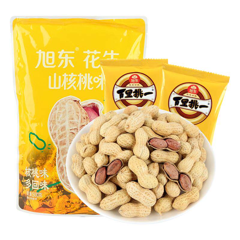 旭东百里挑一山核桃味花生500g带壳花生米休闲零食炒货坚果年货节