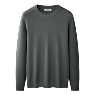 猫人莫代尔羊毛针织衫男秋冬圆领纯色长袖t恤保暖加绒毛衣打底衫
