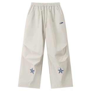 江南先生NewJNXS三防宽松梭织休闲裤子星星贴布logo绣花工装长裤