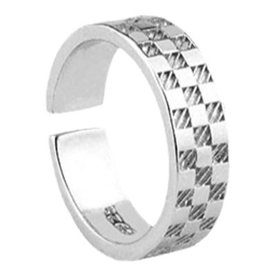 小众设计复古凹凸格纹戒指男潮