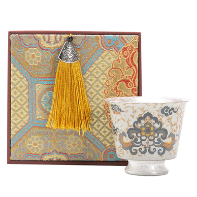 鎏银敦煌主人杯中式茶杯礼盒装