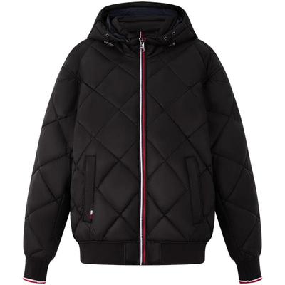 Tommy男装菱格铺棉连帽夹克