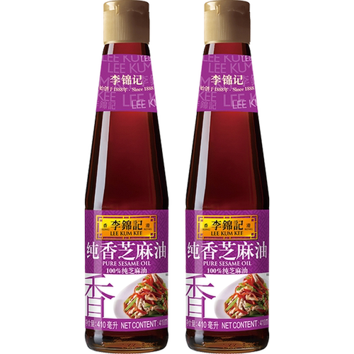 李锦记纯香芝麻油一级香油火锅蘸料凉拌调料410ml*2玻璃瓶