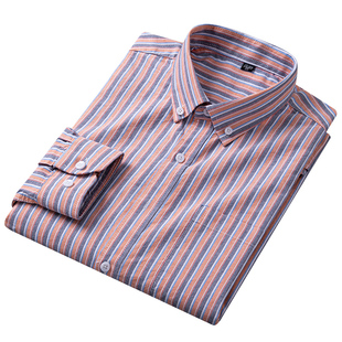 啄木鸟男士长袖纯棉条纹衬衫商务休闲时尚潮流抗皱免烫春夏衬衣男