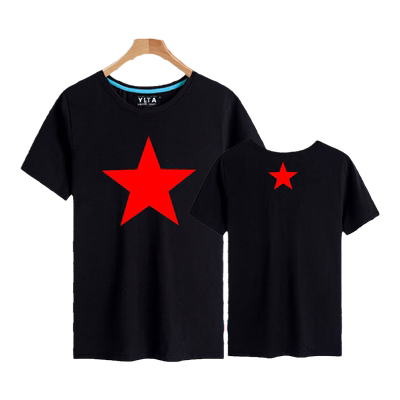 五角星摇滚复古短袖纯棉音乐衣服