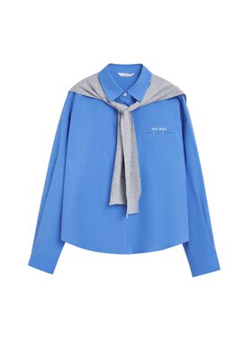 紫涵纯棉长袖披肩衬衫女春季新款可叠穿时尚休闲宽松显瘦衬衣
